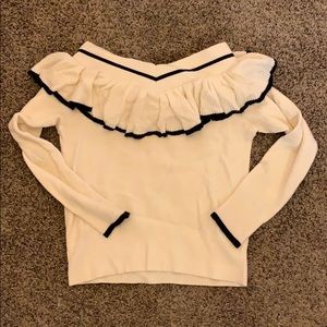 Ruffle off the shoulder sweater from Anthropologie